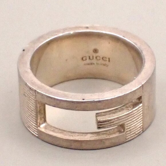 GUCCI G Logo Ring Sterling Silver Size JP 8 US 4.5 Italy Accessory - Picture 6 of 15